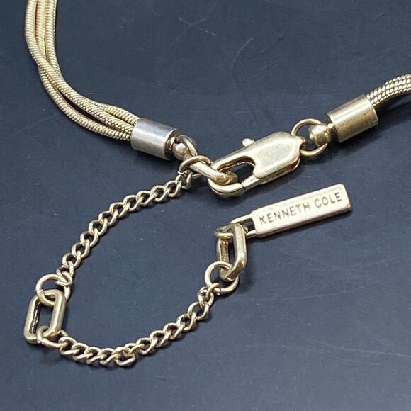 KENNETH COLE Pendant Necklace Crystal Stone Abalone Cutout Circle Gold Tone Pink - Picture 5 of 5